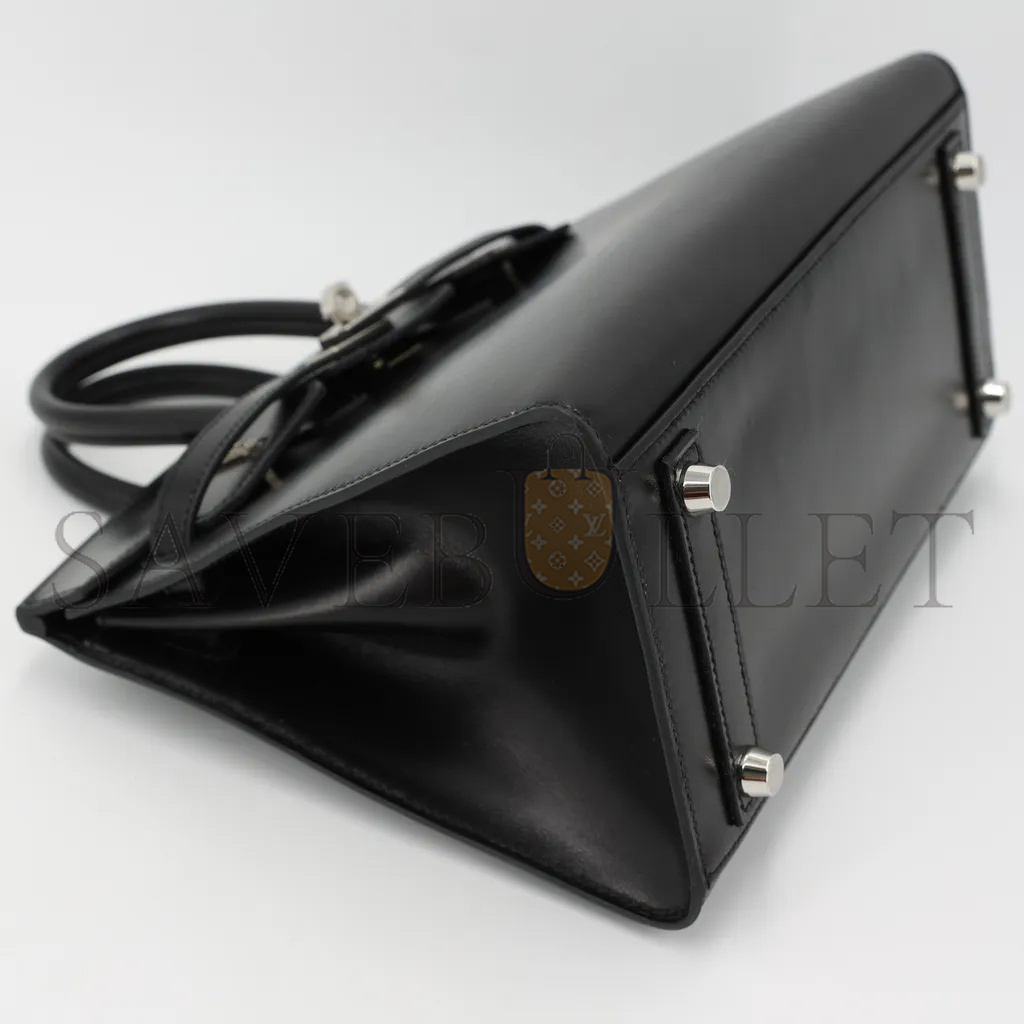 H**mes master birkin 25 box leather black silver buckle h029283ck86 (25*20*13cm)